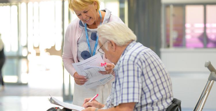 Man completing healthwatch survey